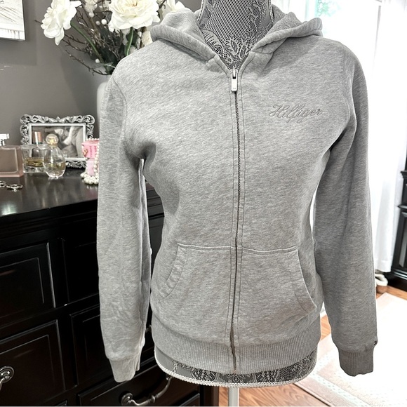 Tommy Hilfiger Gray Zip-Up Hoodie Sweatshirt Fleece Lined Size Small - Picture 6 of 14